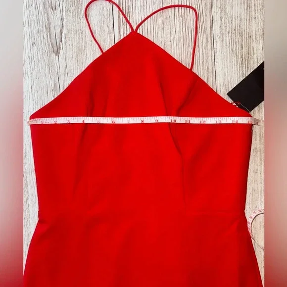 NWT Aidan Matrix Cocktail Halter Dress With Godets Red Mini Sleeveless 6
